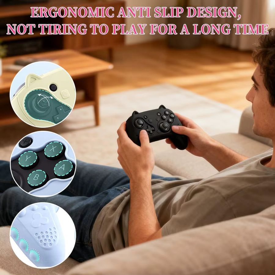 Silikon-Schutzhülle für Switch 2 Pro Controller mit Daumenkappen in Gelb, rutschfeste Hautabdeckung für dein Gaming-Zubehör - Bild 5