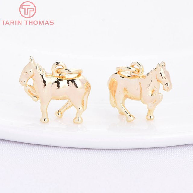 TARIN THOMAS Pferde-Anhänger, Messing, Gold, Unisex, 12,5x11 mm - Bild 1