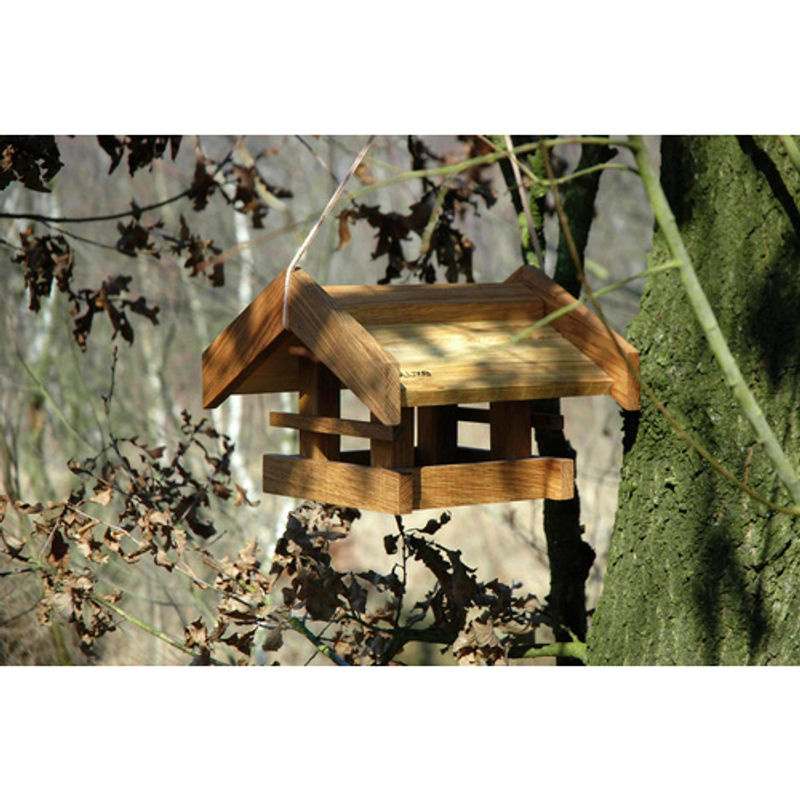 DOBAR Design-Vogelhaus Basis aus Eiche in Braun, B/T/H: 31 x 28 x 20 cm - Bild 3