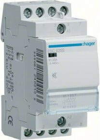 Hager Installationsschütz ESC428S brummfrei 25A 3S+1Ö 230V in Weiß - Bild 1