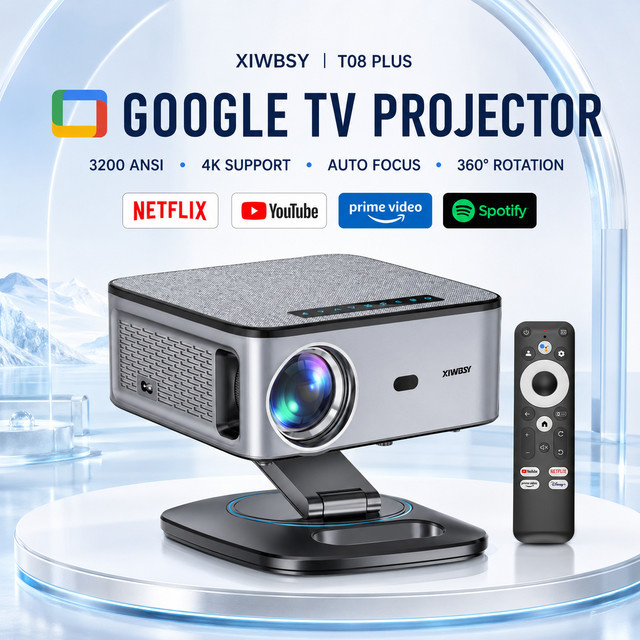 XIWBSY 4K Google TV Projektor mit Android 11.0, 42000 Lumen Smart Videoprojektor mit WiFi6 und Bluetooth 5.4 für dein Heimkino - Bild 1
