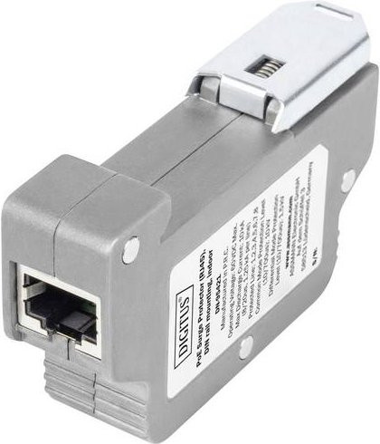 Digitus PoE Überspannungsschutz DN-95421 für RJ-45 Ethernet/LAN, DIN-Schienenmontage, Grau - Bild 1