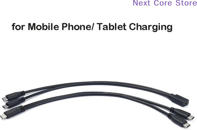 eelhoe 1-zu-2 USB-C Verlängerungskabel Splitter Ladeadapter 15W 3A in Schwarz - Bild 1