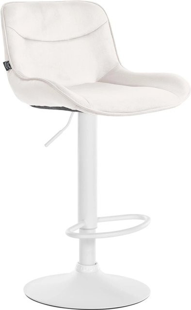DELUKE Barhocker RAGAD höhenverstellbarer Barstuhl aus Samt in Creme Weiß, drehbar mit Lehne, B/T/H: 49 x 51 x 85 cm - Bild 1