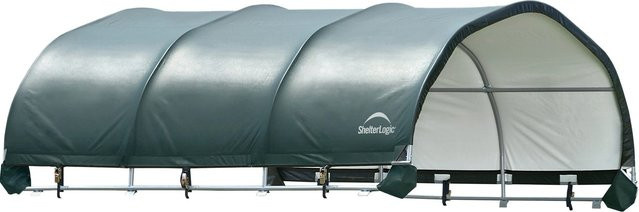 ShelterLogic Weidezelt Überdachung in Grün mit Polyethylene-Plane und Stahlgestell, B/T/H: 370 x 370 x 160 cm - Bild 1