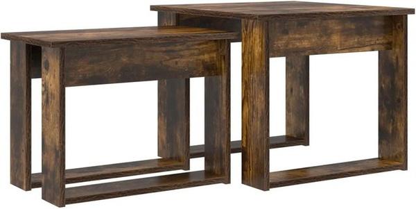 vidaXL Kaffeetisch Set 2-teilig aus Holzwerkstoff in Geräucherte Eiche, modern und rechteckig, braun