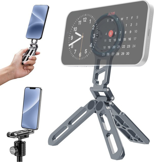 CAMOLO Magnetisches Selfie-Stick-Stativ aus Aluminium mit Arca-Platte und Kaltschuh, faltbare Telefon-Stativhalterung für MagSafe iPhone 15 14 und Samsung - Bild 1