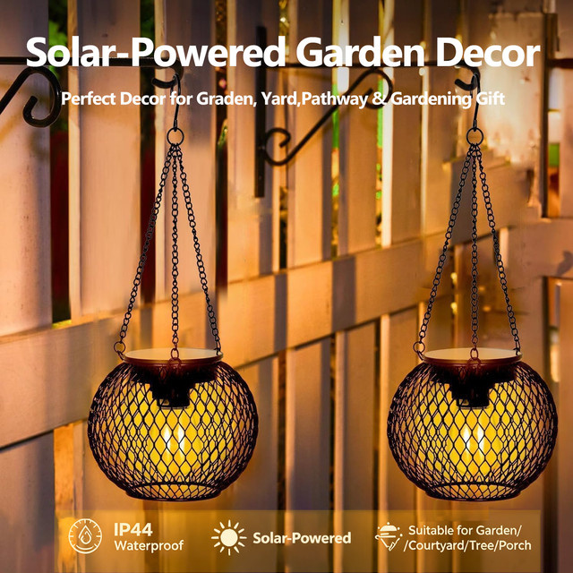 WELPUR Solar-Laterne aus Metall in Schwarz für Garten und Terrasse, wasserdichte Vintage Hängelampe mit warmweißem Licht, IP44 - Bild 1