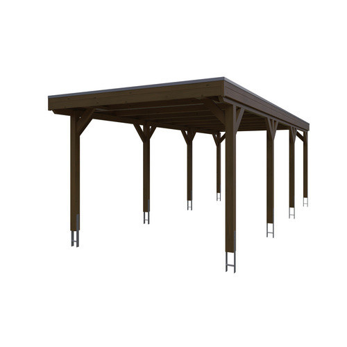 Skan Holz Carport Grunewald aus Fichten-Leimholz mit EPDM-Dach in Braun, B: 321 cm, T: 796 cm, H: 243 cm - Bild 3