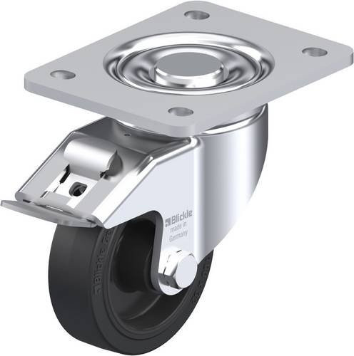 Blickle Lenkrolle LH-POEV 100XR-3-FI mit Feststeller in Schwarz und Silber, Rad-Durchmesser: 100 mm, Tragfähigkeit: 200 kg - Bild 1