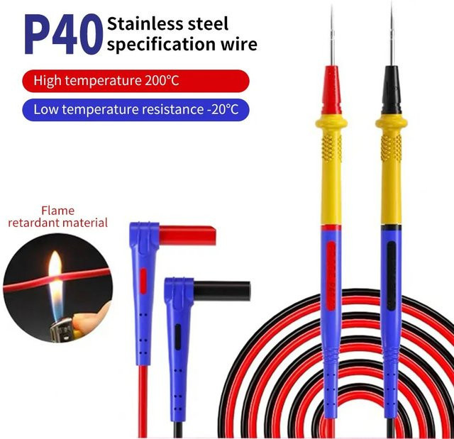MECHANIC P40 Edelstahl-Sondenmessleitung in Silber, hochpräzise Nadel 0,2 mm für Multimeter und Universal-Tester, 1000 V, 20 A - Bild 1