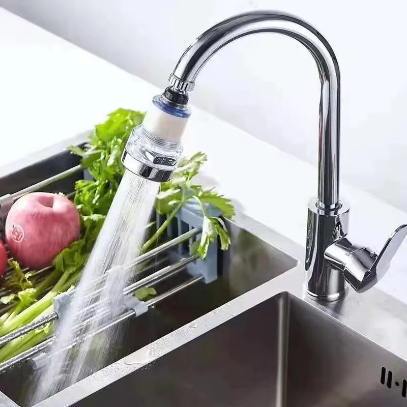 Baokemo 360-Grad-Drehbarer Wasserreiniger und Filterhahn in Silber für Küche, Badezimmer und Dusche mit hochdichter PP-Baumwolle - Bild 2
