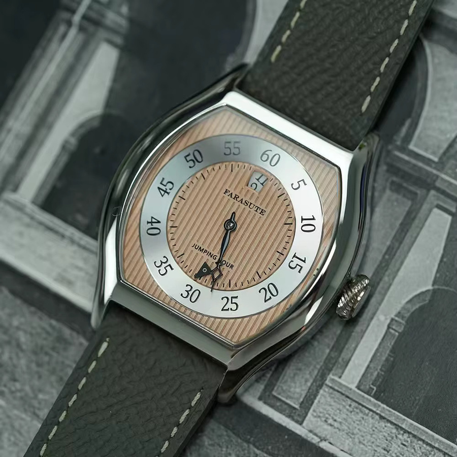 FARASUTE Armbanduhr, Automatik, Tonneau, Roségold, Leder, Herren - Bild 2