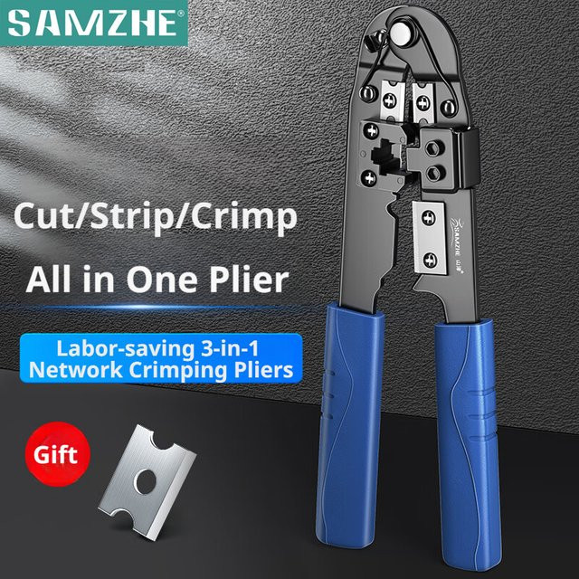 SAMZHE Netzwerk-Crimpzange Modulares Crimpwerkzeug Set zum Schneiden und Abisolieren für 8P8C RJ45 Netzwerkkabel - Bild 1