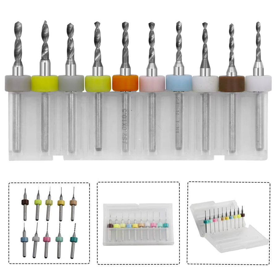 VIBRATITE 10-teiliges Hartmetall-PCB-Bohrer-Set für Leiterplattenarbeiten mit verschiedenen Bohrgrößen - Bild 2
