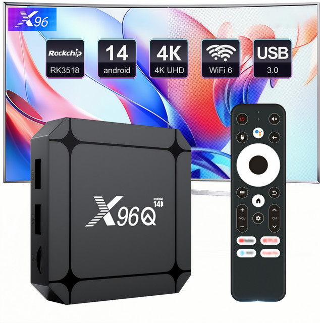 X96Q Android 14.0 TV-Box mit RK3518 Quad-Core, WiFi 6, Bluetooth 5.0 und 4K Ultra HD Smart Media Player in Schwarz - Bild 1