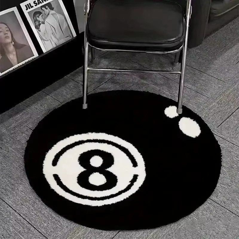 VIKAMA runder Florteppich aus Microfaser in Schwarz mit 8 Kugeln, rutschfest und weich für Wohnzimmer oder Schlafzimmer, Durchmesser: 60 cm - Bild 4