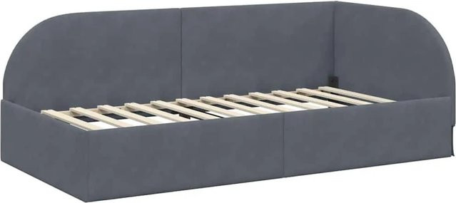 vidaXL Eckbettgestell mit Kopfteil in Grau mit Stoffbezug B/T/H: 80 x 200 x 140 cm - Bild 1