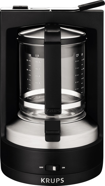 Krups Kaffeemaschine KM468910 Druckbrühautomat in Schwarz und Silber mit Glaskanne und Edelstahl-Elementen, Fassungsvermögen 12 Tassen - Bild 1