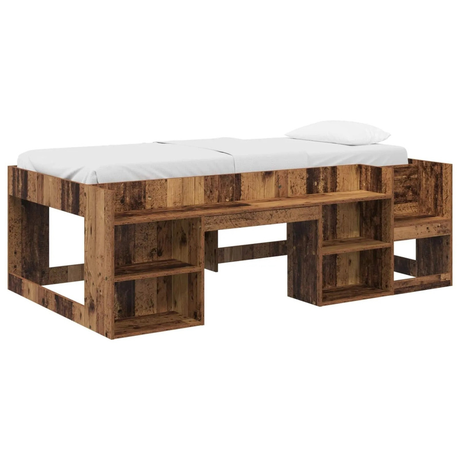 vidaXL Kinderbettgestell mit Stauraum in Altholz-Optik, Farbe: Braun, B/T/H: 190 x 75 x 103,5 cm - Bild 2