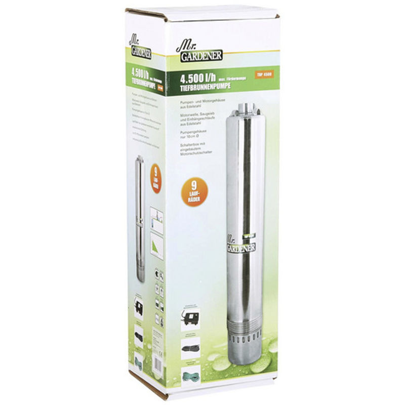 Mr. GARDENER Tiefbrunnenpumpe TBP 4500, 900 W, Fördermenge: 4500 l/h, silberfarben - Bild 2