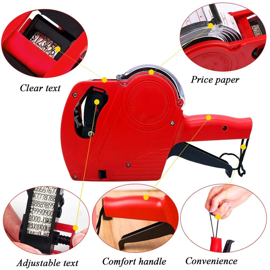 Edieu MX-5500 Handheld-Preisauszeichnungspistole mit 8 Stellen und Tintenkodiergerät in Rot - Bild 3