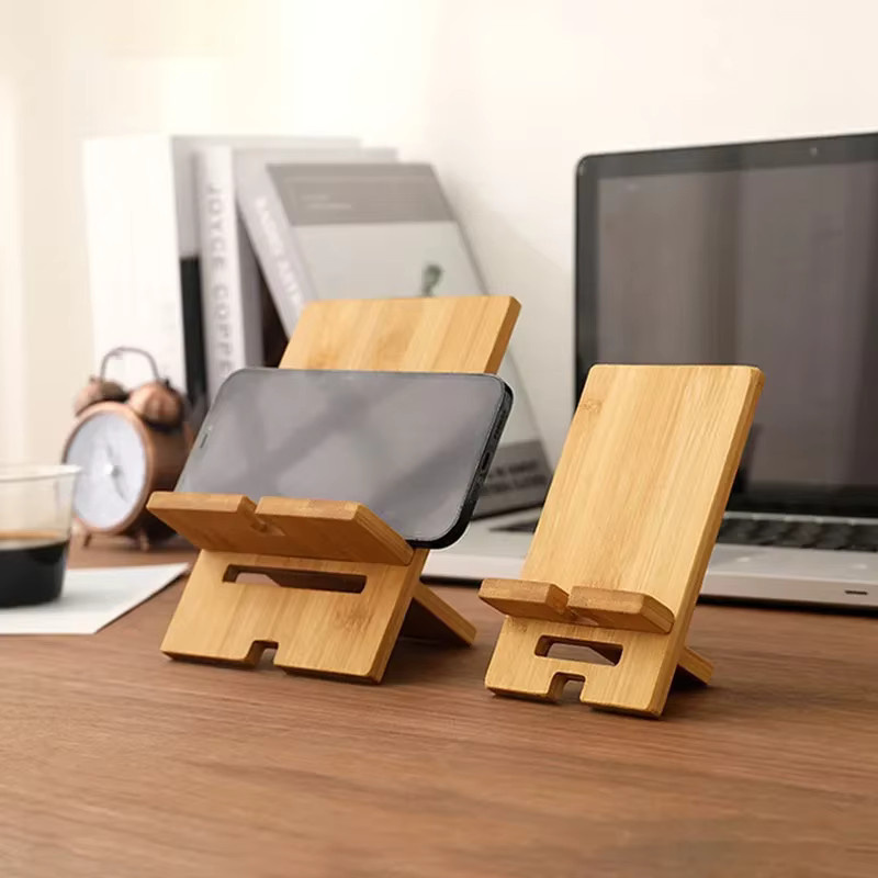 Creative Lazy Multifunktionsständer aus Bambus als praktischer Smartphone-Ladeständer für deinen Desktop, Farbe: Braun - Bild 4