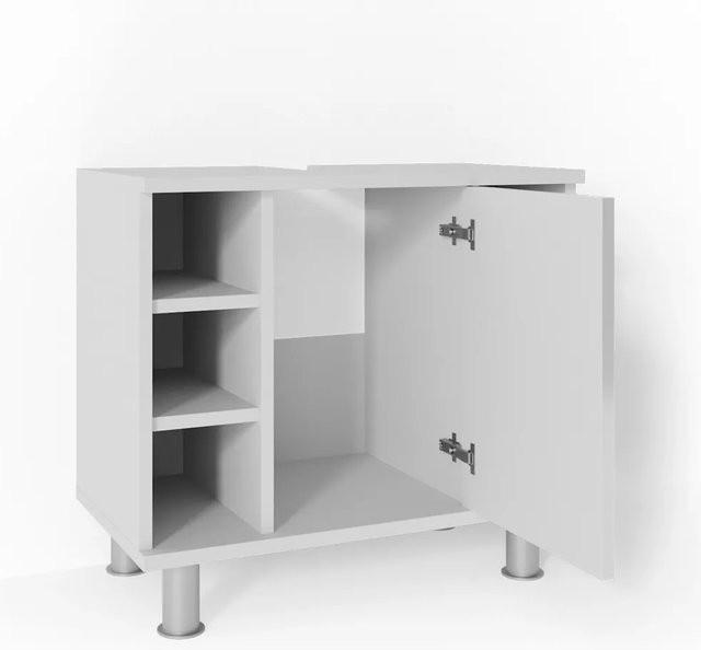 Vicco Waschbeckenunterschrank FYNN Badschrank Kommode Weiß Hochglanz B: 60 cm, T: 54 cm - Bild 2