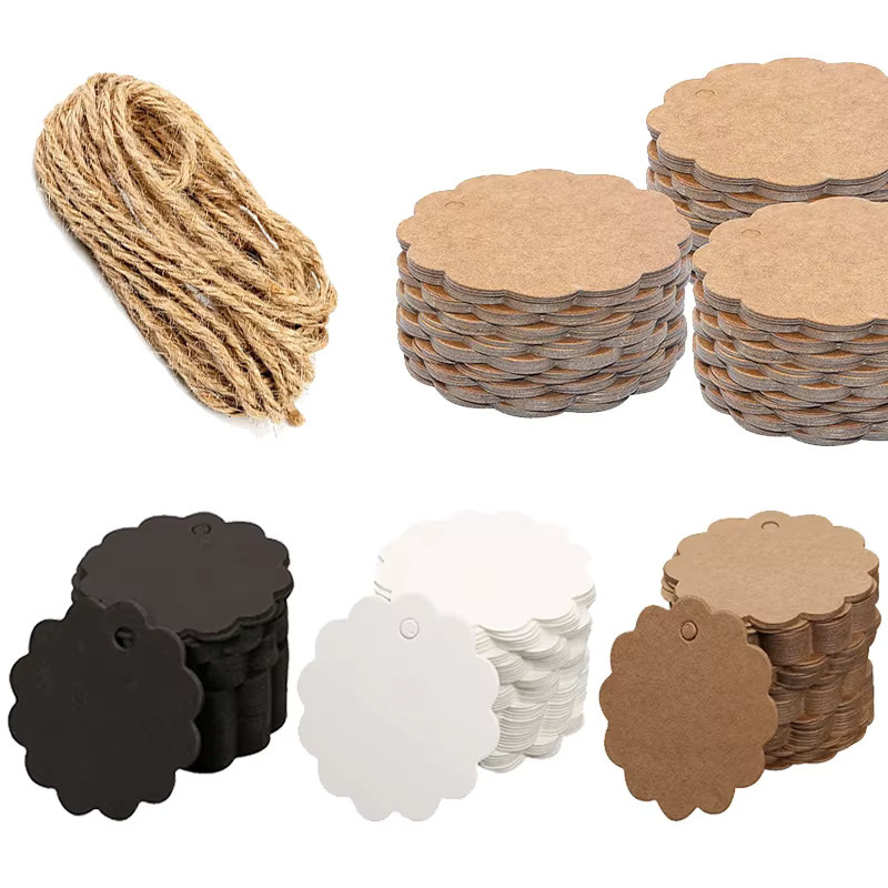TMZ Geschenkanhänger aus Kraftpapier in Braun, Runde Bastel-Etiketten und Preisschilder für Hochzeit und Weihnachten, 100 Stück - Bild 6