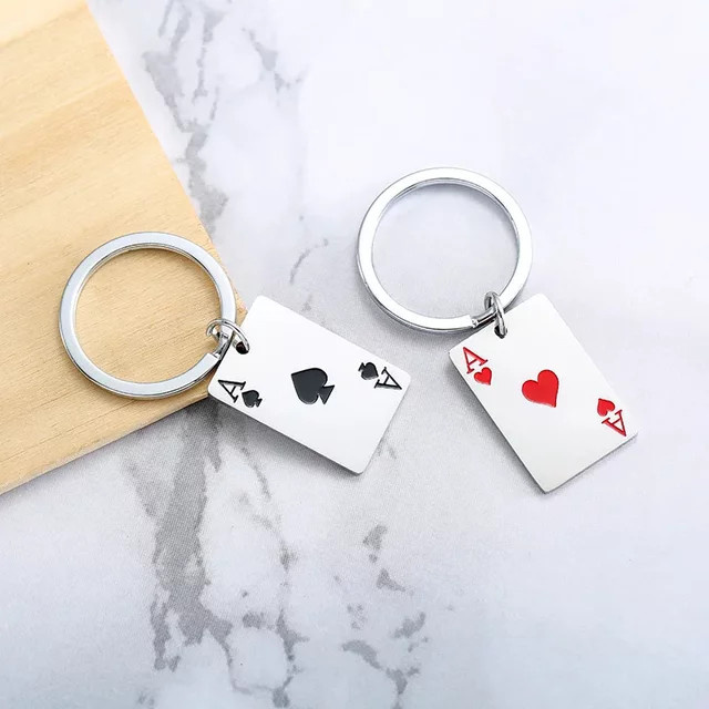 YUTING Schlüsselanhänger Edelstahl, Ace of Hearts and Spade, Unisex - Bild 1