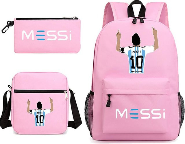 3-teiliges Schulrucksack-Set aus Oxford-Stoff in Rosa mit Schultasche und Federmäppchen - Bild 1