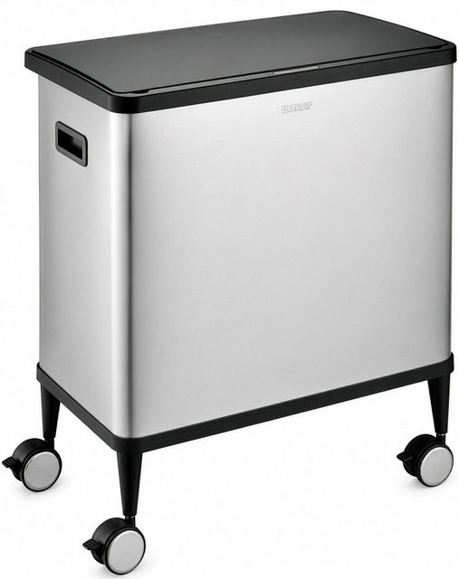 Karat Tyler Sensor-Abfalleimer aus Edelstahl mit Mülltrennung und Rollen, 2 x 24 l, Silber/Schwarz - Bild 1