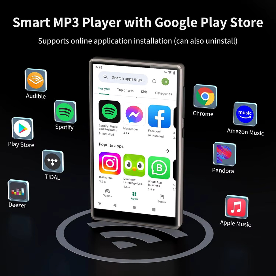 Oilsky M501 MP3-Player mit Bluetooth und WLAN, Android 9.0 Musik-Player mit 80 GB Speicher, 1080P MP4-Player erweiterbar bis 512 GB - Bild 4