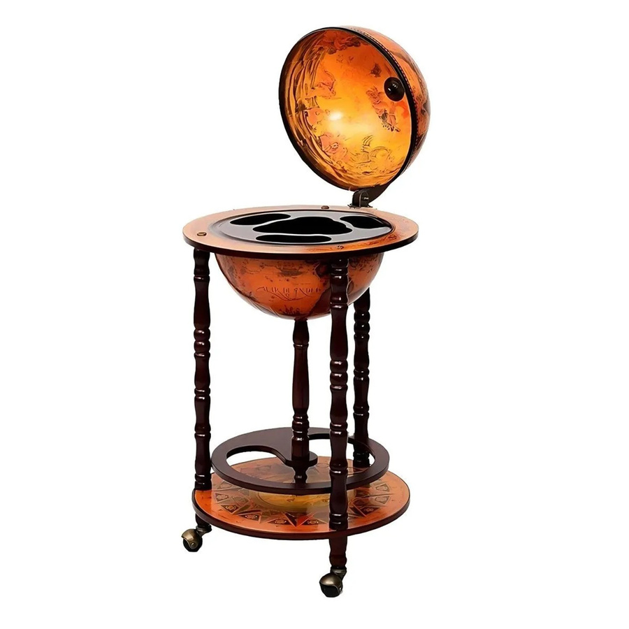 Costway Globus Barwagen Minibar und Weinregal in Braun mit Rollen - Bild 2