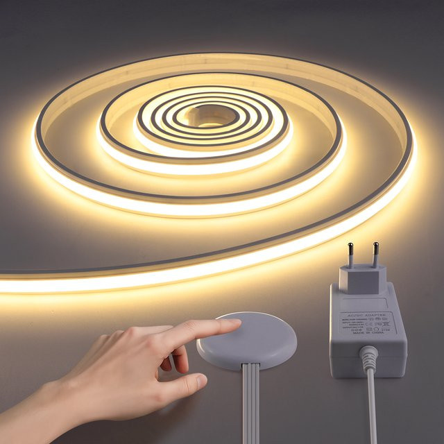 Lcamaw COB-Neonstreifenlicht in Weiß, 24 V, wasserdicht aus Silikongel, dimmbar mit Touch-Control-Sensor-Schalter - Bild 1