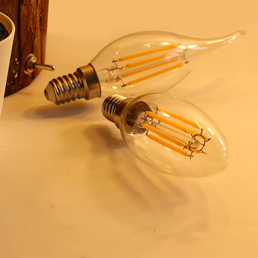 PARKSON E14 Filament LED Glühbirne Retro Kerze aus Glas, transparent - Bild 2