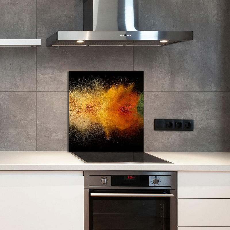 Modernes Glaspanel für die Küche mit floralem Design in Mehrfarbig, B: 60 cm, H: 65 cm - Bild 3
