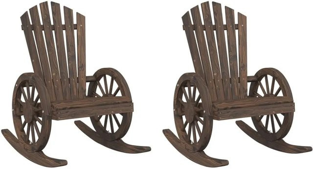 vidaXL Adirondack-Schaukelstühle Set aus Massivholz Tanne in Braun für Garten, Balkon und Terrasse - Bild 1