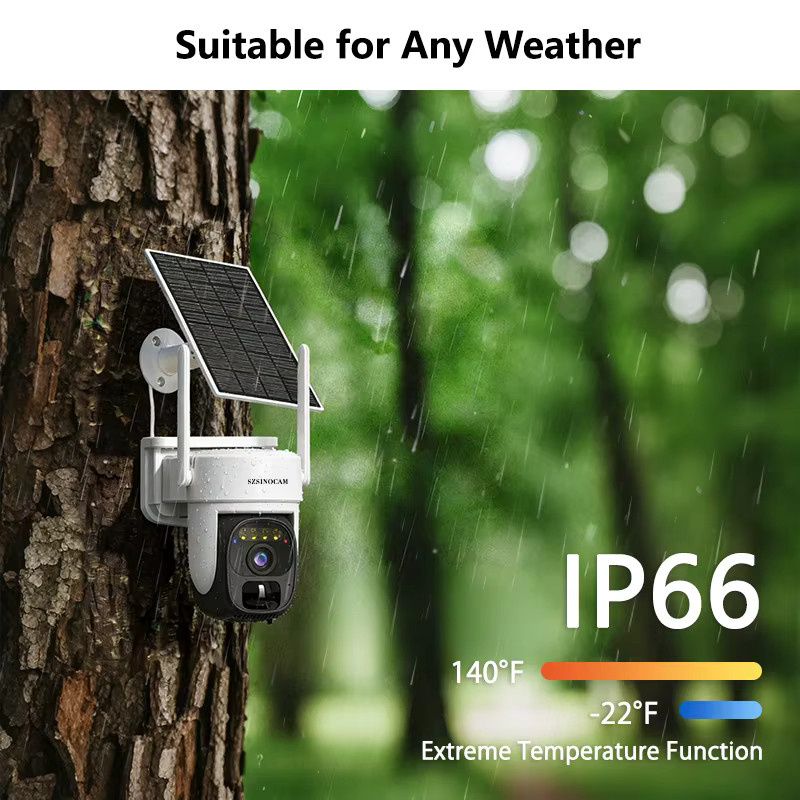 SZSINOCAM 3MP 4G Solar WLAN-Sicherheitskamera mit Akku, PTZ CCTV-Kamera mit Zwei-Wege-Audio und Solarpanel, Farbe: Weiß - Bild 2