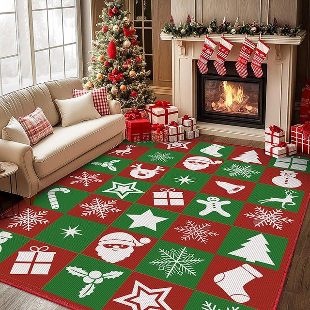 VIKAMA Weihnachtsdekoration Winterteppich als rutschfeste Matte für Wohnzimmer, Schlafzimmer oder Nachttisch in Multicolor - Bild 1