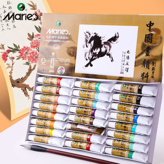 Marie's Chinesische Malpigmente für Aquarell-Sumi-Malerei, Mehrfarbig, 24 x 5 ml - Bild 1