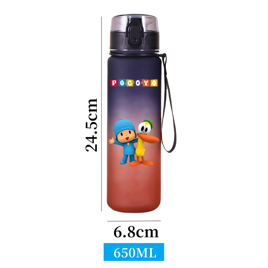 Pocoyo Auslaufsicherer Trinkbecher mit Klappverschluss, Tragbarer Wasserbecher für Outdoor und Schule, 650 ml, Multicolour - Bild 2