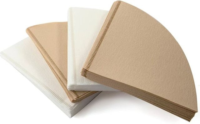 Konische Kaffeefilter aus Holzzellstoff für V01 und V02 Handstanzen, weiß und beige - Bild 1