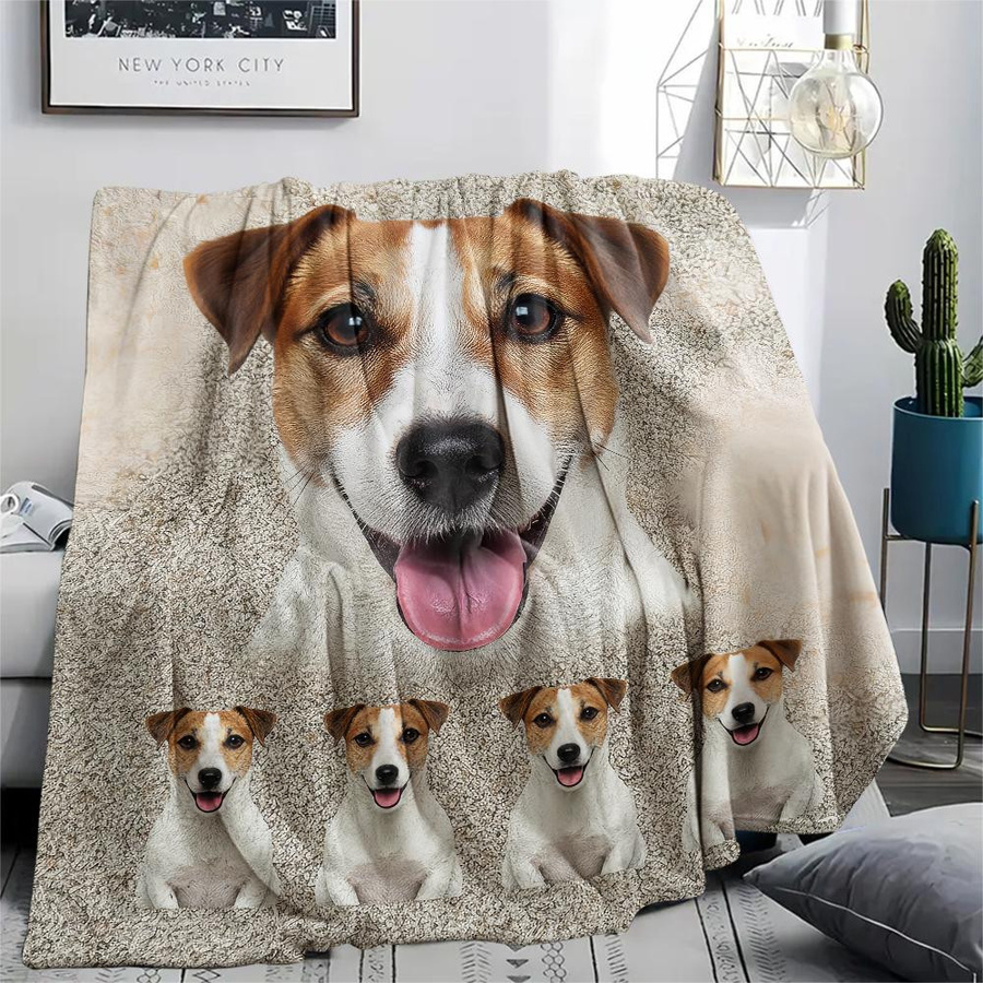 Flanellblanke mit Jack Russell Terrier Aufdruck, B/B: 80 x 120 cm - Bild 2