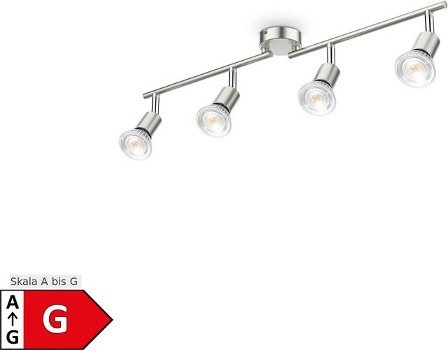 B.K.Licht LED Deckenleuchte in Matt-Nickel mit 4x GU10 Leuchtmitteln und verstellbarem Reflektor - Bild 1