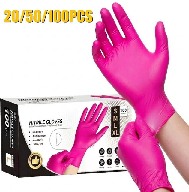 YUMARCH Einweg Nitrilhandschuhe Latexfrei in Pink und Rot für Haushalt, Garten und Kosmetik - Bild 1