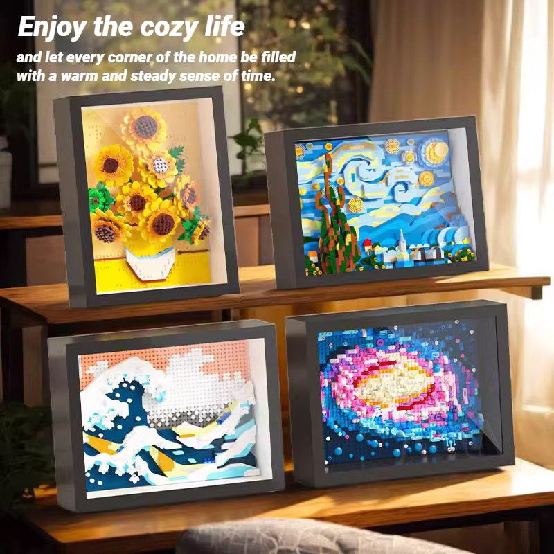 WLYX Baustein Set Sonnenblume und Sternennacht als Deko-Fotorahmen Ornament für deine Home Dekoration - Bild 2