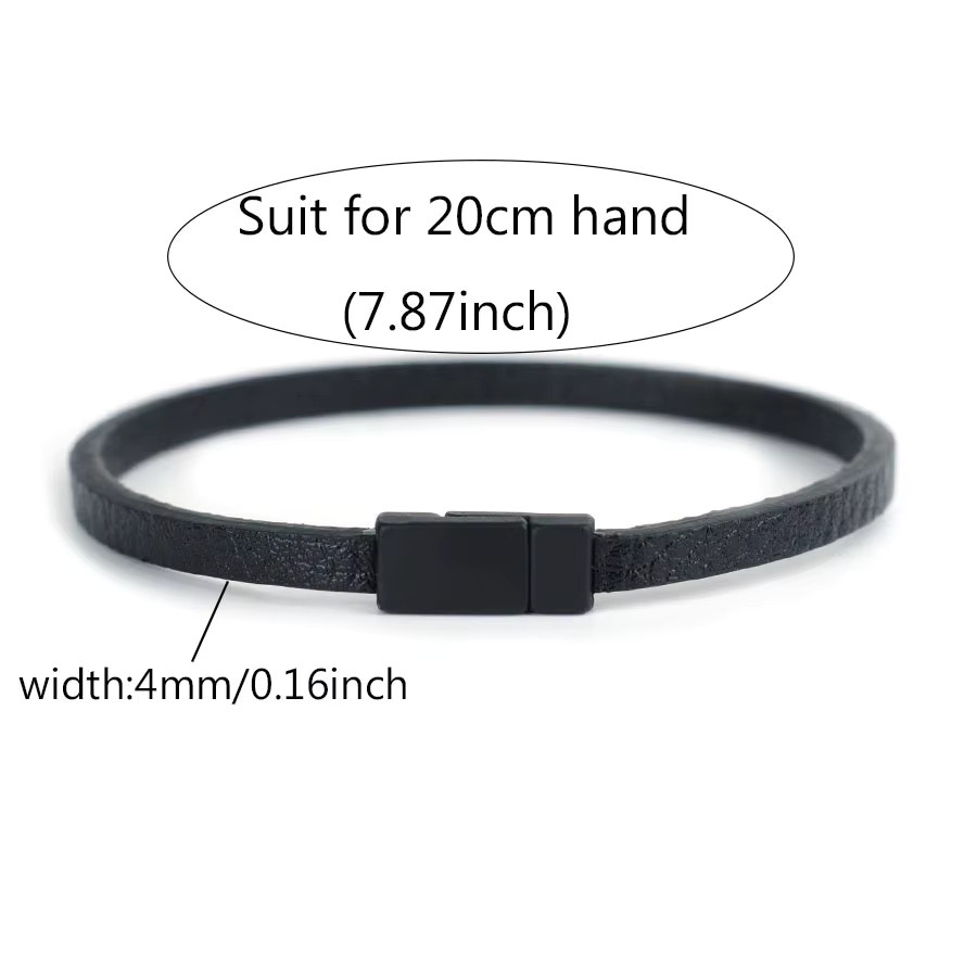 Armband PU Leder, Schwarz, Magnetverschluss, Herren, Punk - Bild 2