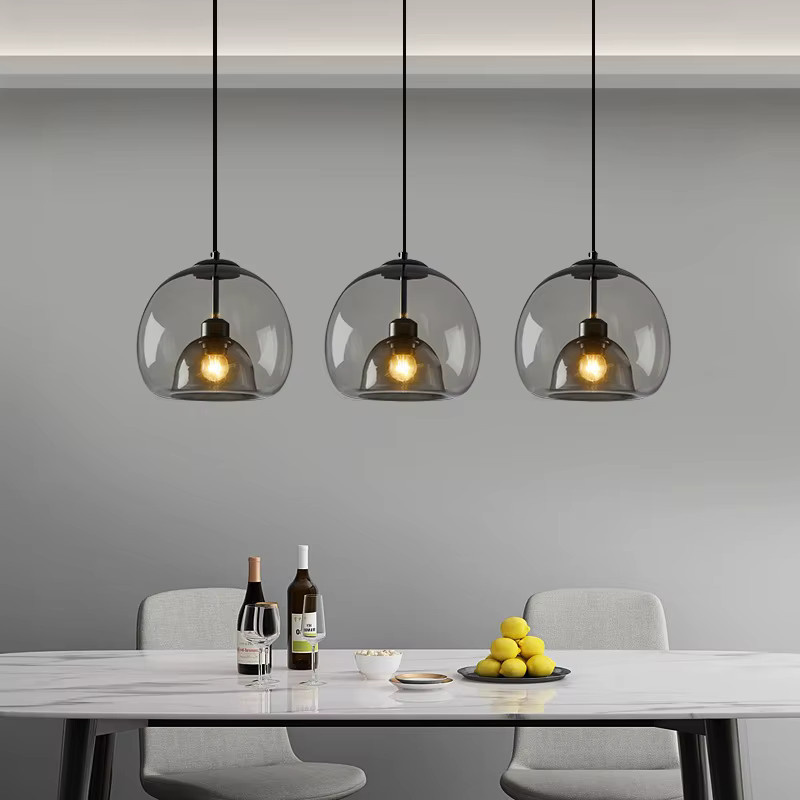 TAONUANSHU Nordische Glas-Pendelleuchte in Rauchgrau für Wohnzimmer, Esszimmer und Kücheninsel - Bild 2