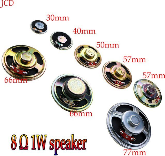 JCD Mini-Lautsprecher Set, 2 Stück, ultra dünn, 8 Ohm, 1 Watt, Durchmesser: 30 mm bis 77 mm - Bild 1